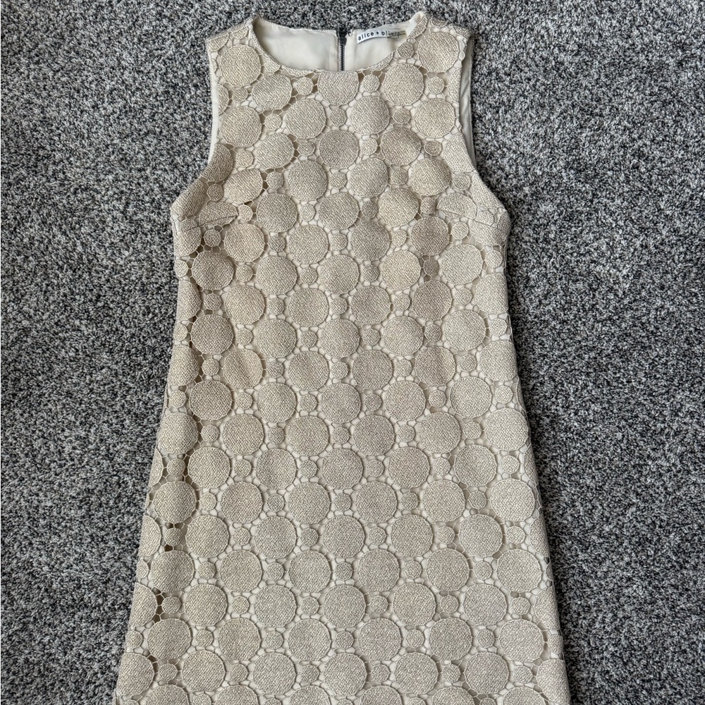 Alice + Olivia Textured Cream Mini Dress